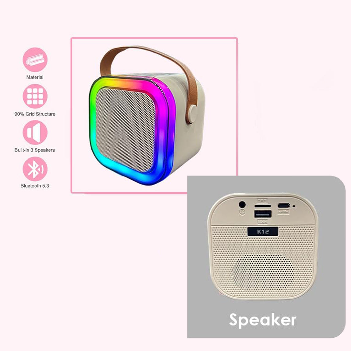 Karaoke Machine for Kids Adults with Wireless Mics Portable Bluetooth Speaker